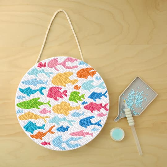 8" Colorful Fish Round Stretched Canvas Diamond Art Kit by Make Market®